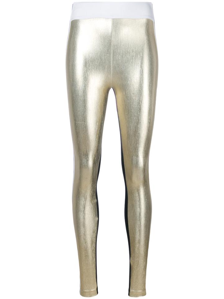No Ka' Oi Contrast Side Panel Leggings - Metallic