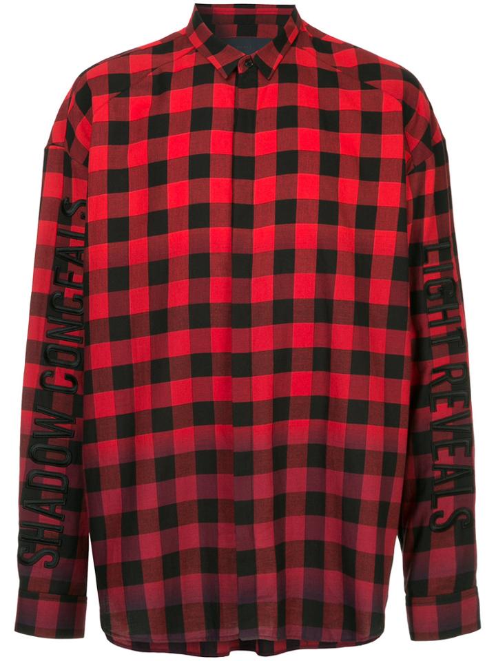 Juun.j Embroidered Sleeve Checked Shirt