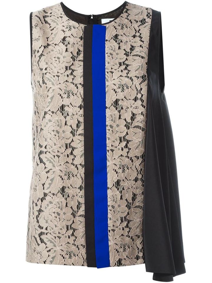 Msgm Floral Lace Tank Top, Women's, Size: 46, Nude/neutrals, Cotton/polyamide/polyester/viscose