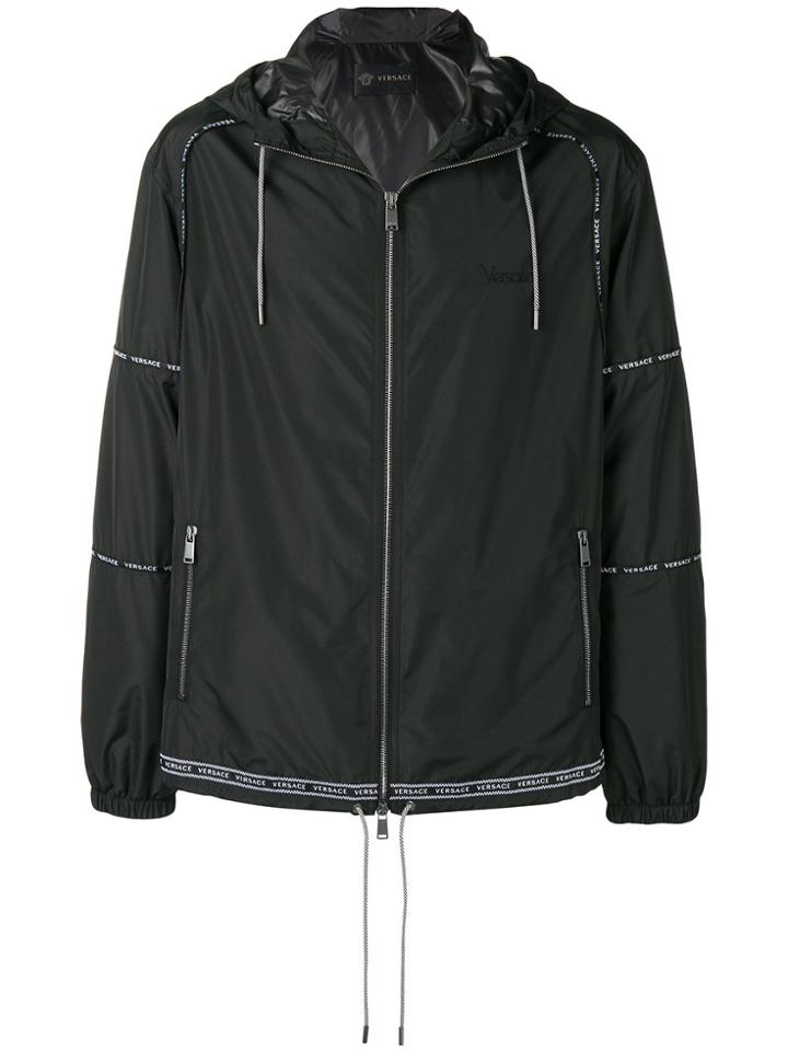 Versace Logo Zipped Jacket - Black