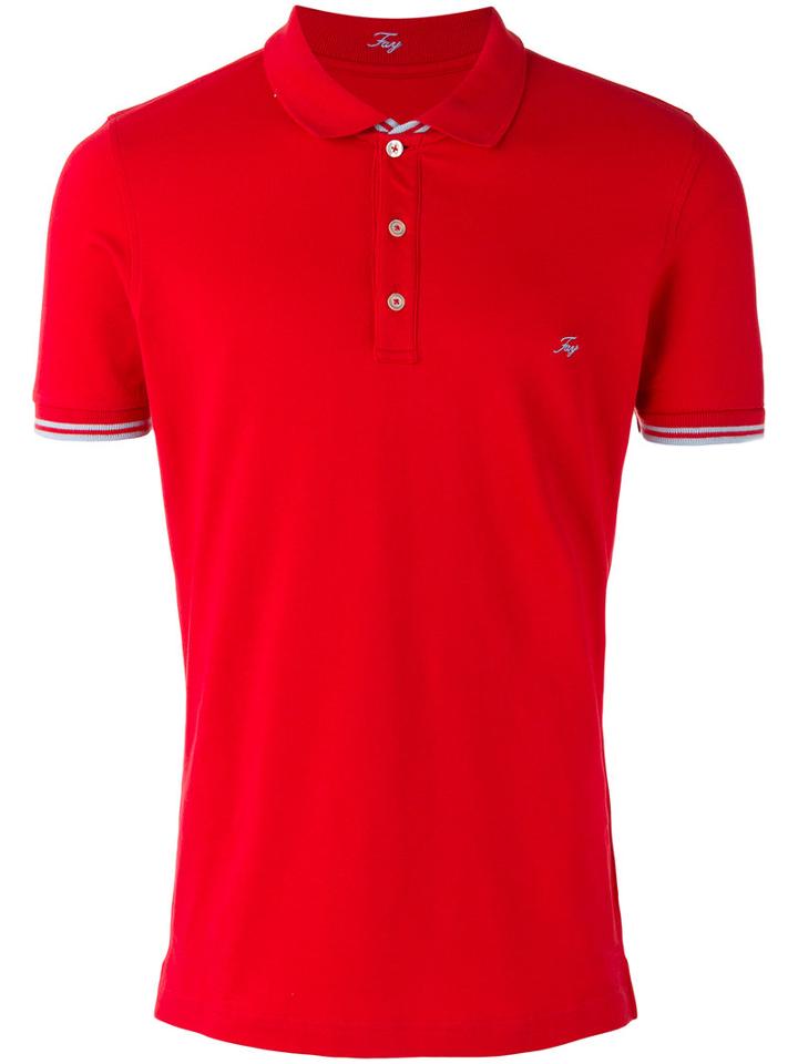 Fay Embroidered Logo Polo Shirt, Men's, Size: Xxl, Red, Cotton/spandex/elastane