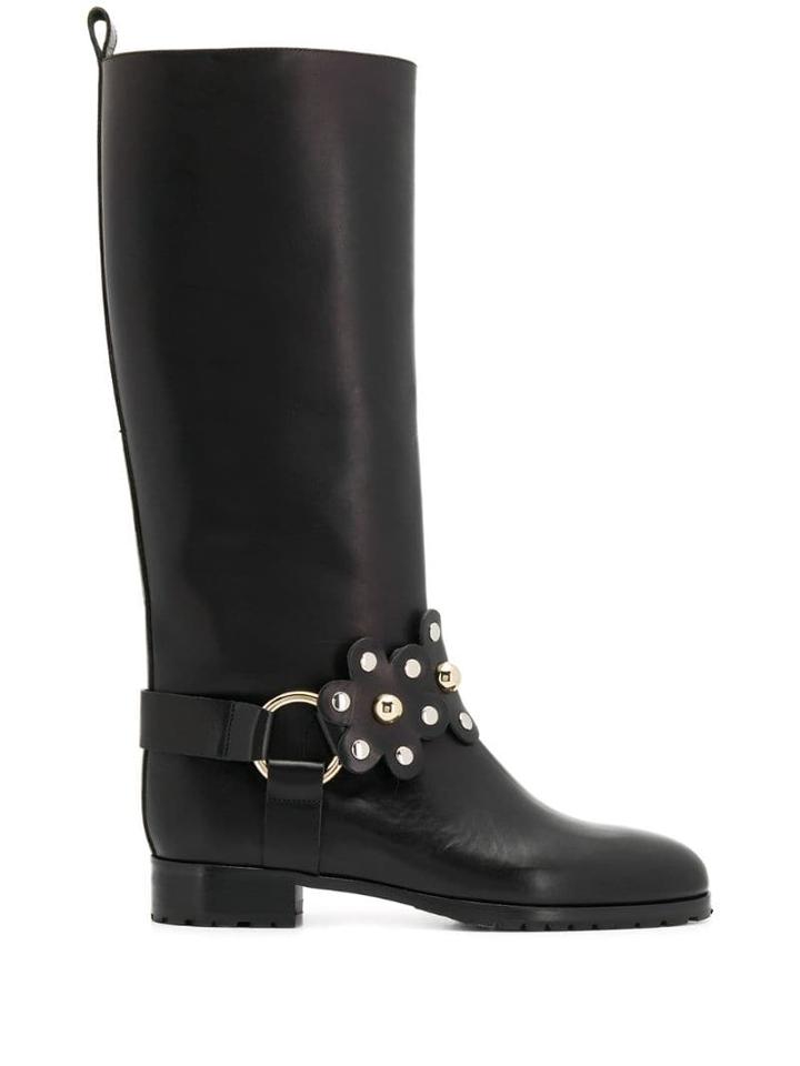 Red Valentino Flower Puzzle Boots - Black