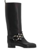Red Valentino Flower Puzzle Boots - Black