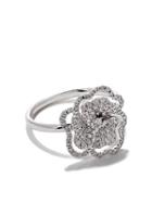 As29 18kt White Gold Roselia Flower Line Medium Diamond Ring - Silver