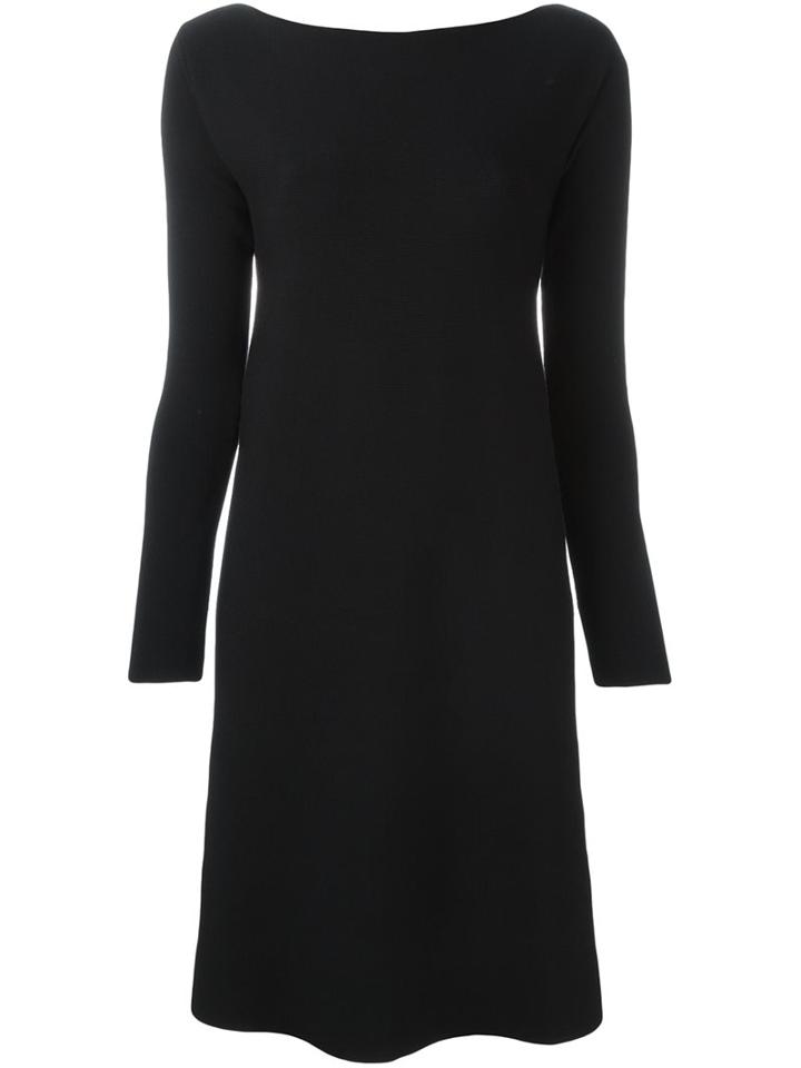 Roberto Collina Boat Neck Knit Dress, Women's, Size: Small, Black, Nylon/spandex/elastane/merino