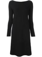 Roberto Collina Boat Neck Knit Dress, Women's, Size: Small, Black, Nylon/spandex/elastane/merino