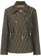 Fendi Vintage Zucca Pattern Belted Jacket - Brown