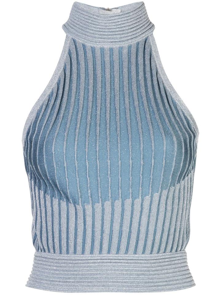 Balmain Rib-knit Sleeveless Top - Blue