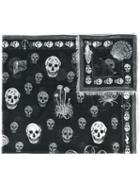 Alexander Mcqueen Shipping And Skull Print Scarf, Women's, Black, Silk/modal
