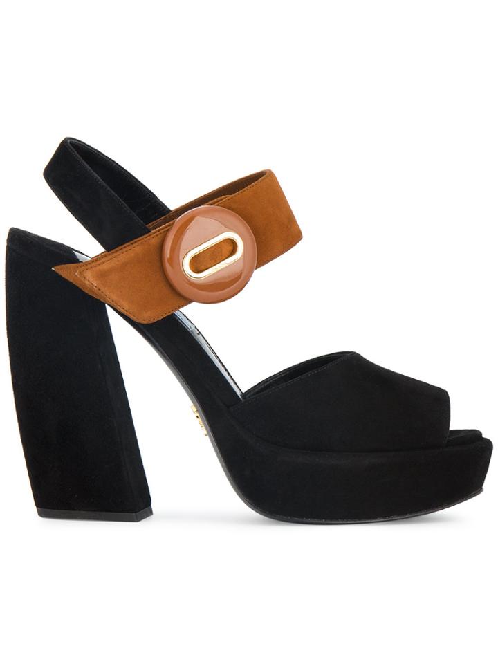 Prada Black Suede 120 Platform Sandals