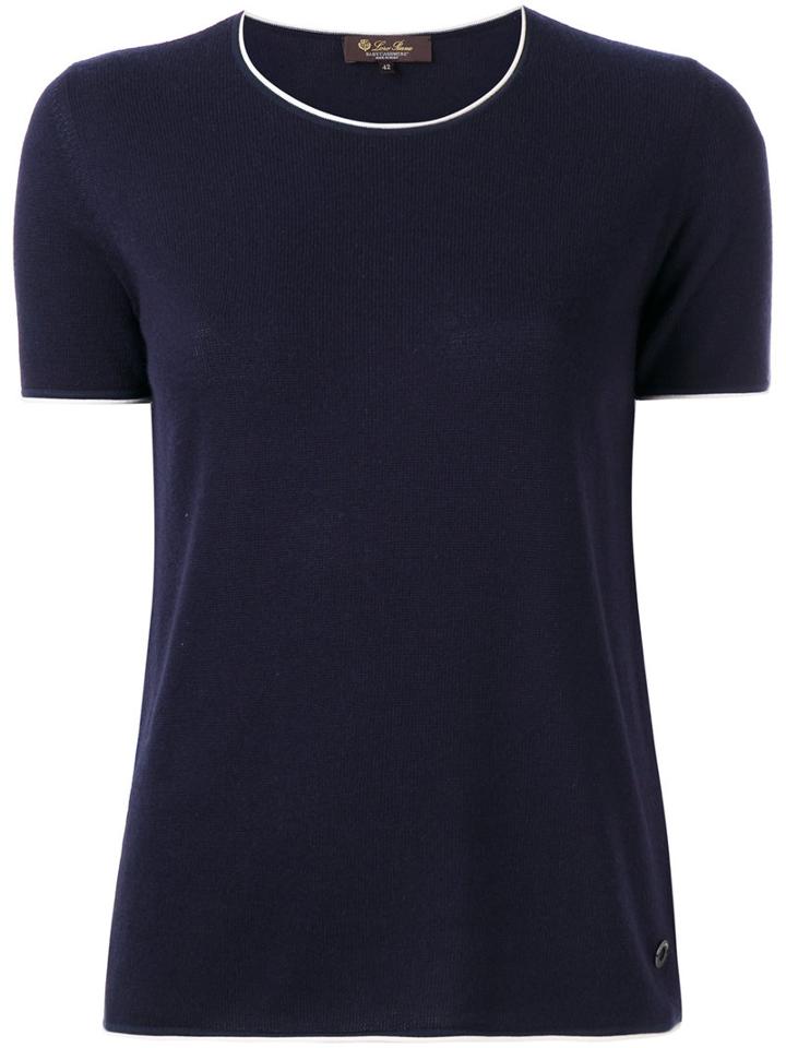 Loro Piana Short Sleeve Sweater, Women's, Size: 44, Blue, Cotton/cashmere/silk