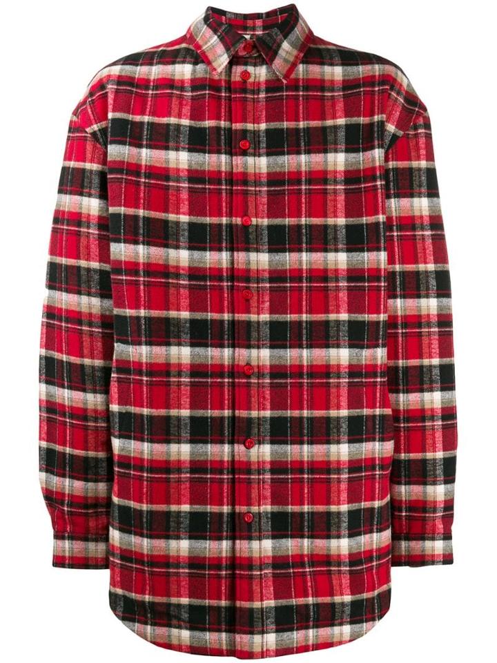 Balenciaga Oversized Checked Flap Shirt - Red