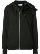 Ainea Floral Applique Zipped Sweater - Black