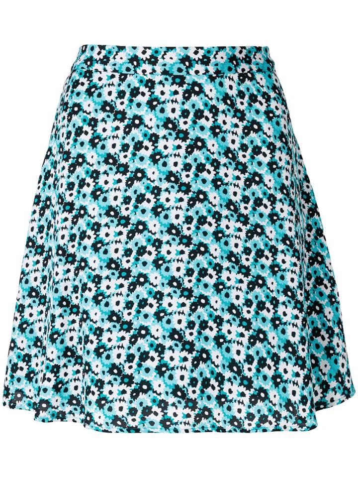 Michael Michael Kors Floral-print A-line Mini Skirt - Blue