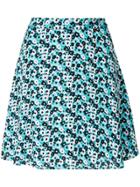 Michael Michael Kors Floral-print A-line Mini Skirt - Blue