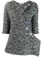 Céline Pre-owned Tweed Asymmetric Jacket - Grey
