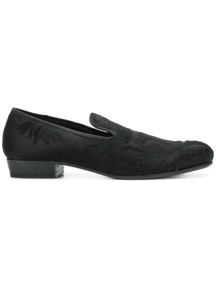 Ann Demeulemeester Blanche Embroidered Floral Slippers - Black