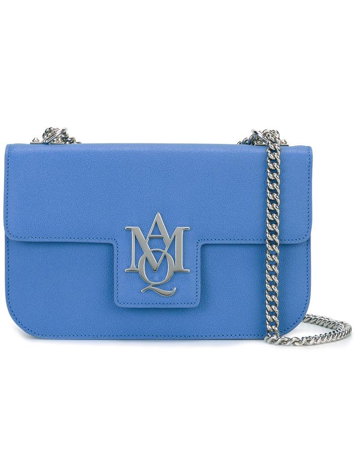 Alexander Mcqueen Insignia Satchel, Women's, Blue, Calf Leather/metal