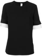 Victoria Victoria Beckham - Pleated Trim T-shirt - Women - Polyester - 10, Black, Polyester