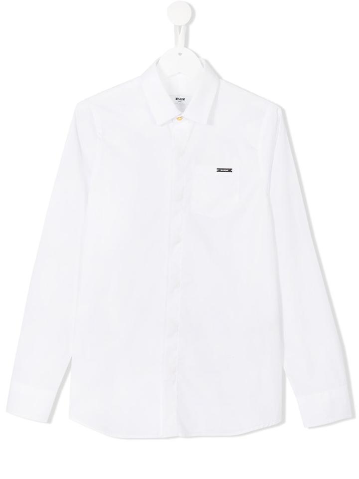 Msgm Kids Classic Shirt, Boy's, Size: 14 Yrs, White