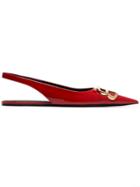 Balenciaga Red Bb Flat Leather Slingback Pumps