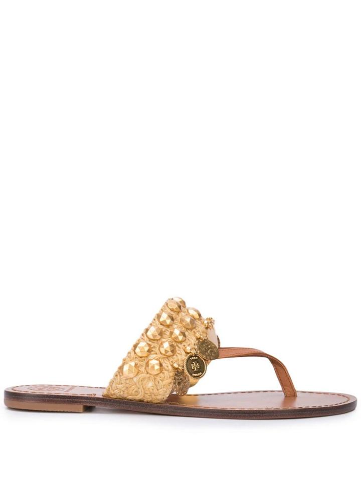 Tory Burch Patos Coin Thong Sandals - Brown