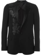 Alexander Mcqueen Rose Embroidered Blazer, Men's, Size: 52, Black, Viscose/polyester/silk
