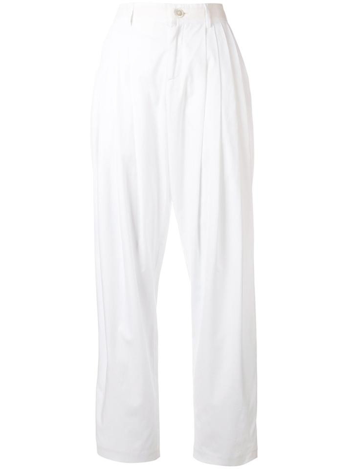 Erika Cavallini Pleated Straight-leg Trousers - White