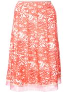 Marc Jacobs Squiggle Print Pleated Skirt - Red