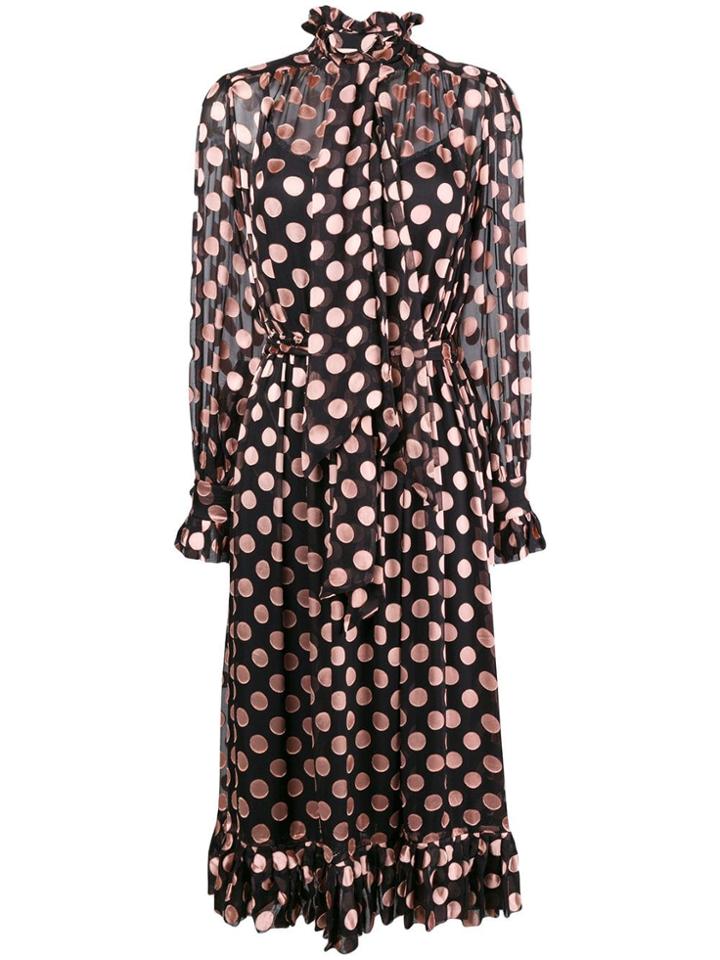 Zimmermann Polka Dot Tie Neck Dress - Black