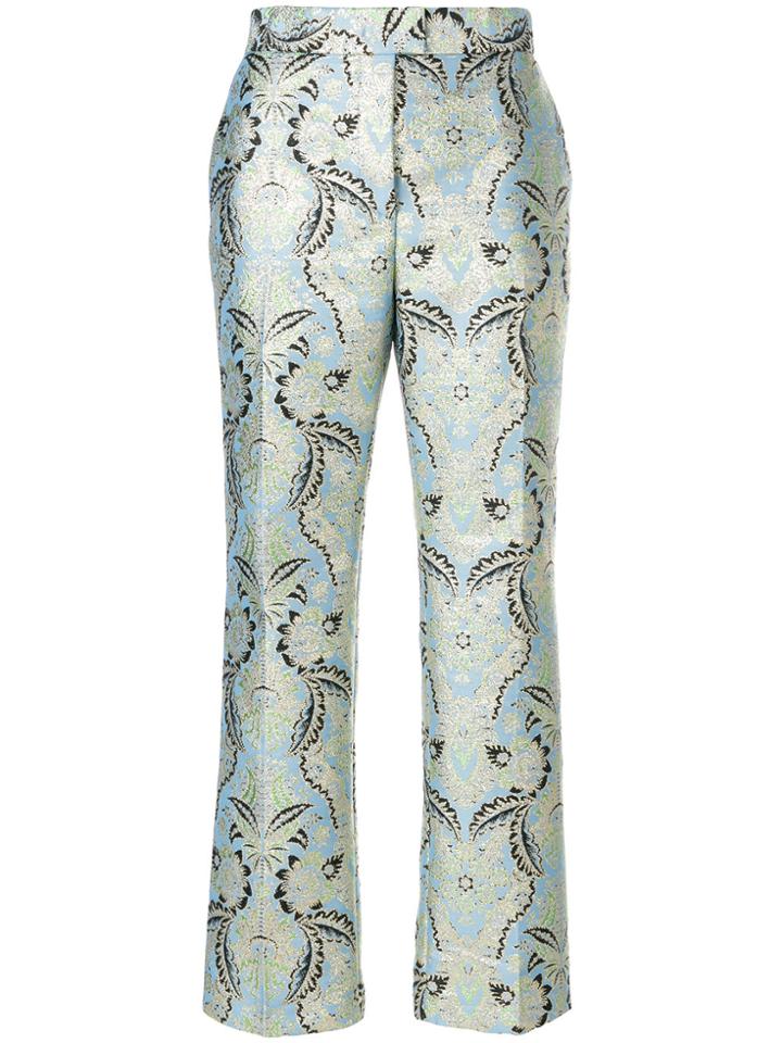 Msgm Patterned Cropped Trousers - Blue