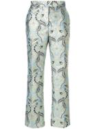 Msgm Patterned Cropped Trousers - Blue