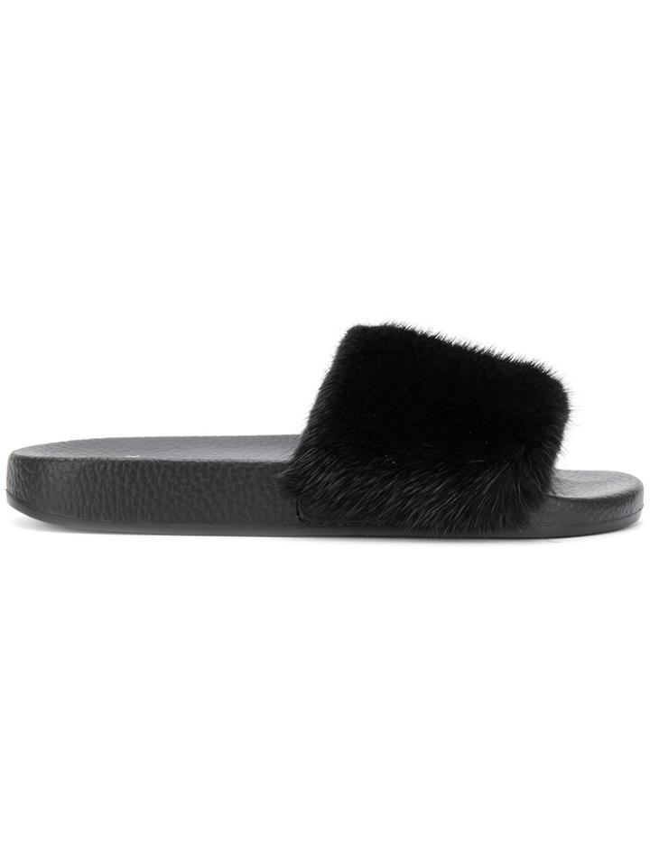 Moncler Contrast Strap Slides - Black