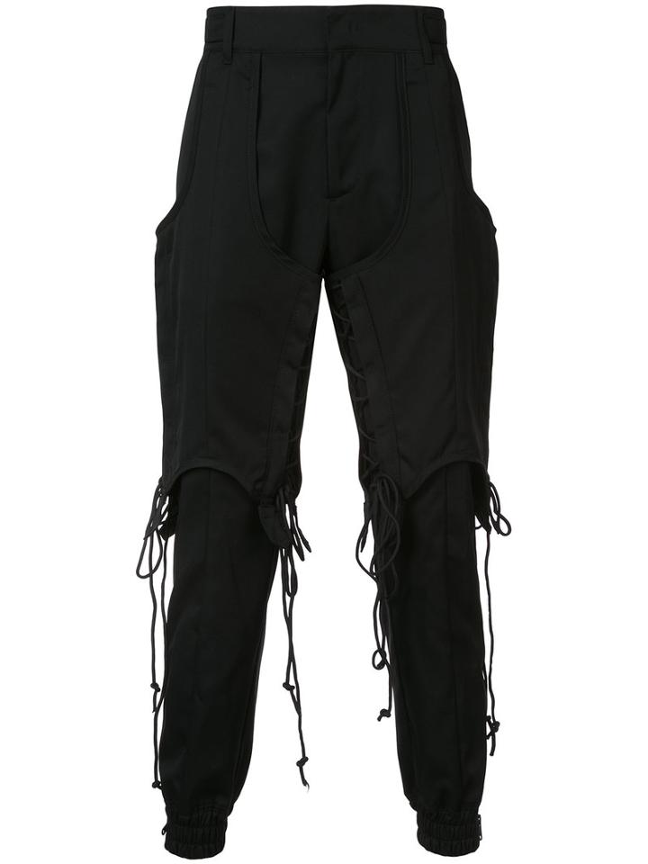 Juun.j - Double Layered Lace-up Trousers - Men - Wool - 50, Black, Wool
