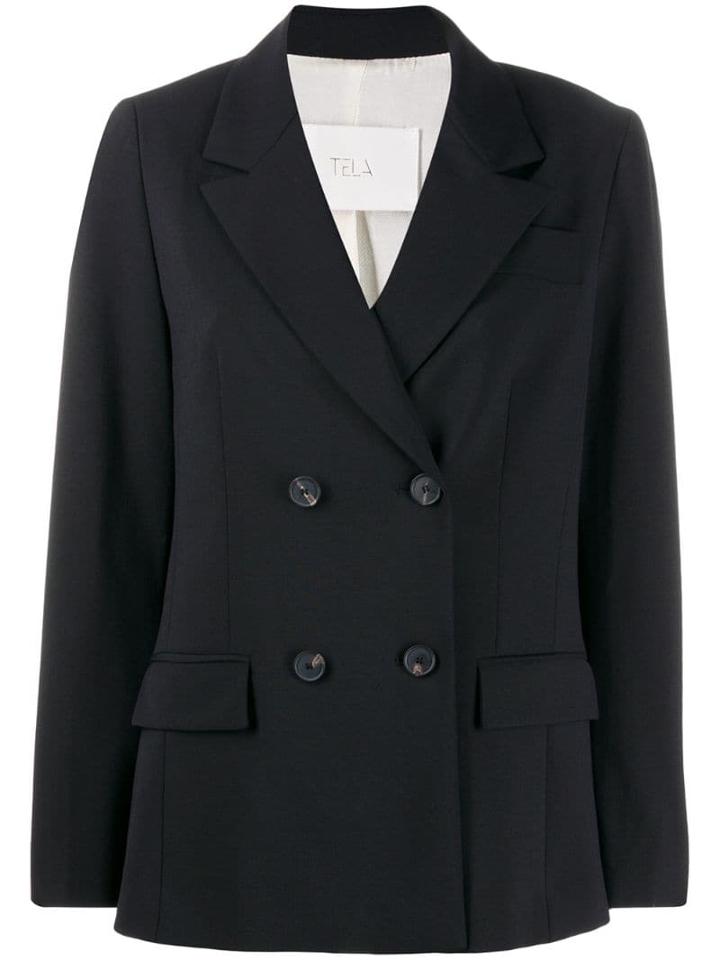 Tela Double-breasted Jacket - Black