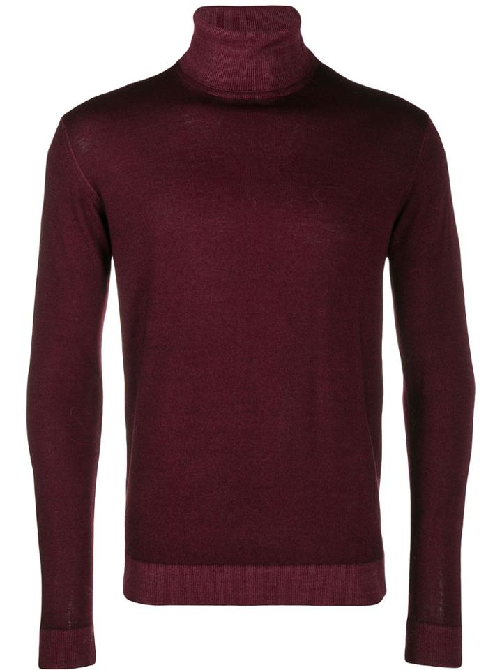 Entre Amis Fine Knit Roll Neck Jumper - Red