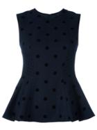 Ps By Paul Smith Polka Dot Peplum Top, Women's, Size: 42, Blue, Polyester/acetate/viscose/wool