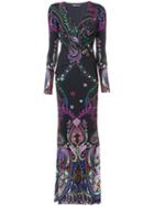 Roberto Cavalli - Paisley Print Fitted Gown - Women - Spandex/elastane/polyimide - 42, Black, Spandex/elastane/polyimide