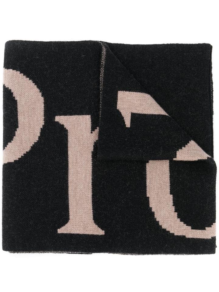 Aries Script Print Scarf - Black