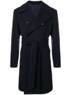Mp Massimo Piombo Double Breasted Belted Coat - Blue