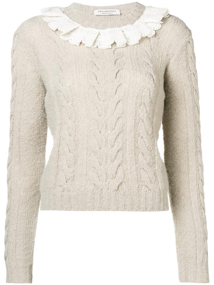 Philosophy Di Lorenzo Serafini Lace Collar Sweater - Nude & Neutrals