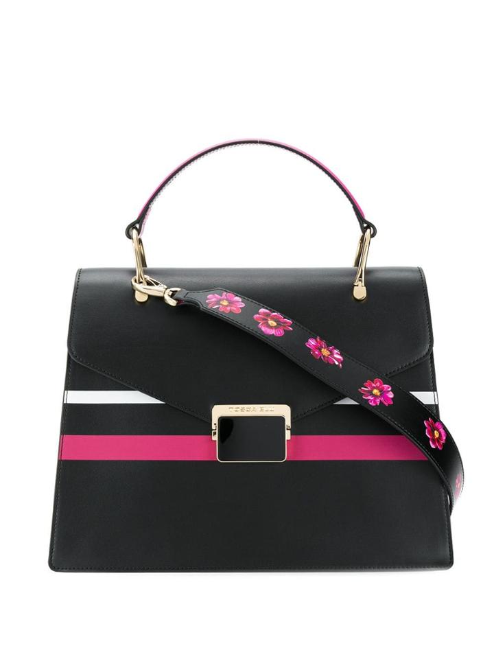Tosca Blu Striped Box Shoulder Bag - Black