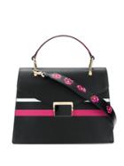Tosca Blu Striped Box Shoulder Bag - Black