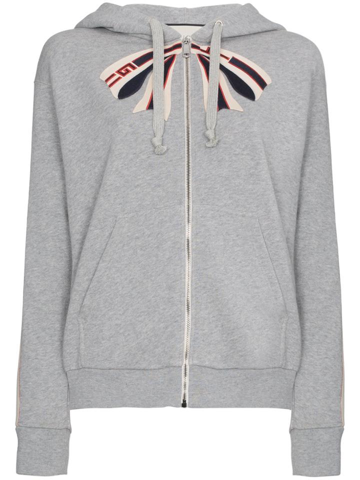 Gucci Stripe Zip Up Hooded Sweatshirt - Grey