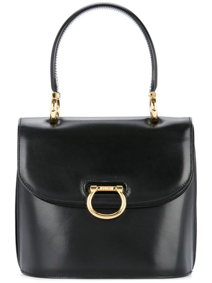 Céline Vintage Logo Double Flap Tote - Black