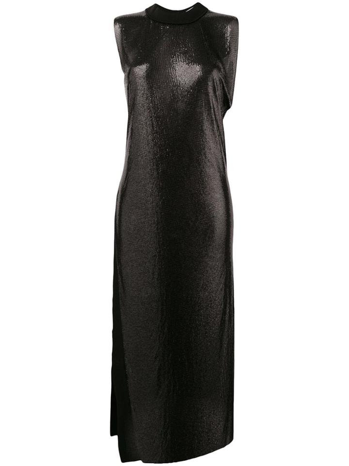 Paco Rabanne Long Sleeveless Metallic Dress - Black