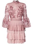 J. Mendel - Embroidered Mini Dress - Women - Silk - 2, Pink/purple, Silk