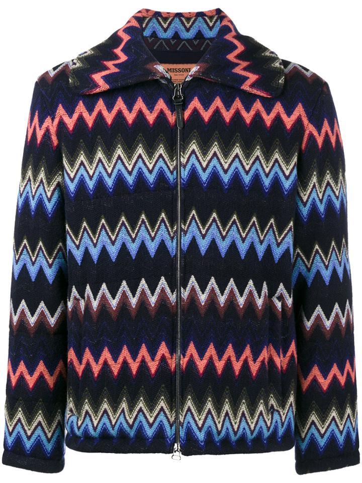Missoni Zig-zag Knitted Cardigan - Blue