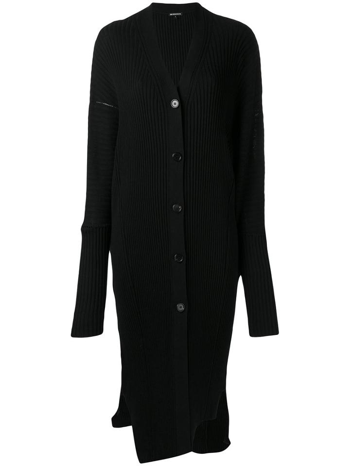 Longline Ribbed Cardigan - Women - Cotton/cashmere - L, Black, Cotton/cashmere, Ann Demeulemeester