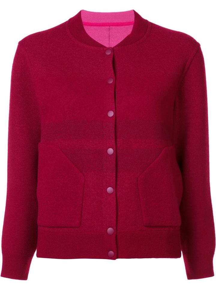 Tsumori Chisato Reversible Striped Cardigan, Women's, Size: 2, Red, Wool/nylon/spandex/elastane